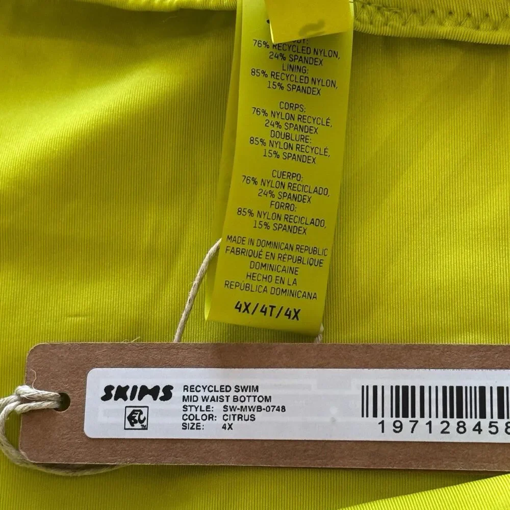 Skims Signature Swim Mid Waist Bottom Citrus Size 4X